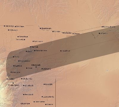 Map of the eclipse path across Namibia on 08/14/2873