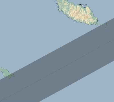Map of the eclipse path across Solomon Islands on 02/08/2874