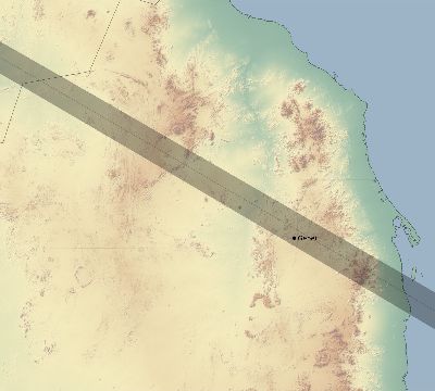 Map of the eclipse path across Sudan on 08/03/2874