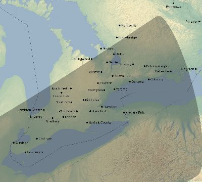Map of the eclipse path across Canada on 12/06/2876