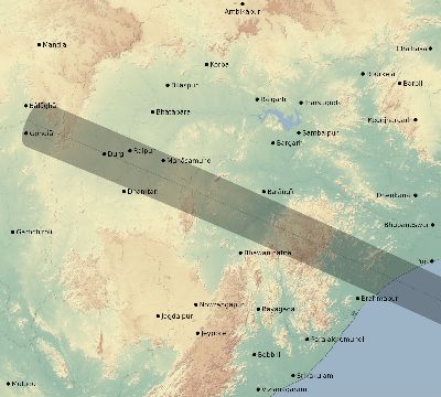 Map of the eclipse path across India on 11/26/2877