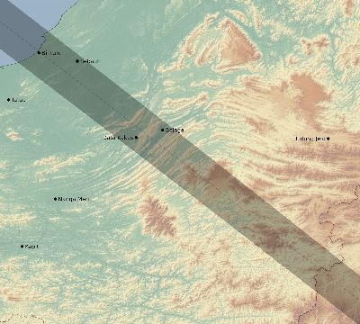 Map of the eclipse path across Malaysia on 11/26/2877
