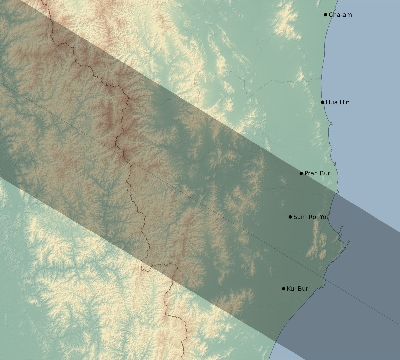 Map of the eclipse path across Thailand on 11/26/2877