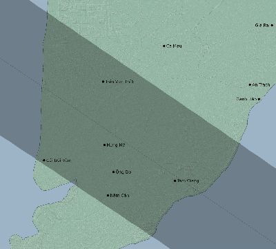 Map of the eclipse path across Vietnam on 11/26/2877