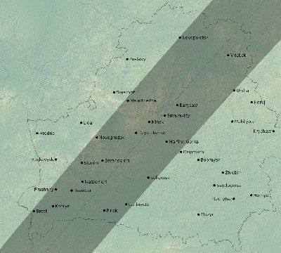 Map of the eclipse path across Belarus on 05/23/2878