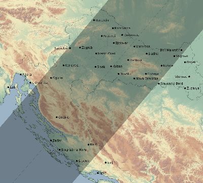 Map of the eclipse path across Croatia on 05/23/2878