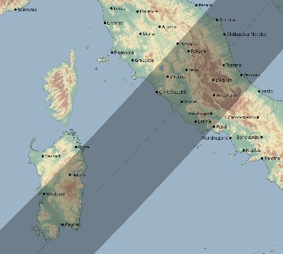 Map of the eclipse path across Italy on 05/23/2878