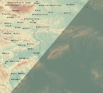 Map of the eclipse path across Slovenia on 05/23/2878