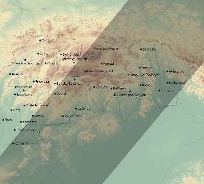 Map of the eclipse path across Slovakia on 05/23/2878