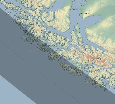 Map of the eclipse path across Chile on 11/15/2878