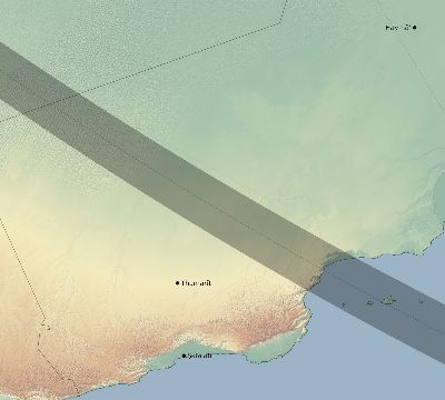 Map of the eclipse path across Oman on 09/25/2880