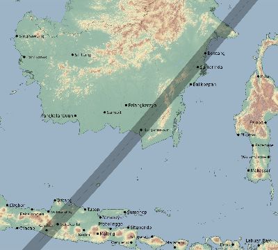 Map of the eclipse path across Indonesia on 03/21/2881