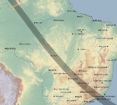 Map of the eclipse path across Brazil on 09/14/2881