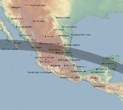 Map of the eclipse path across Mexico on 09/14/2881
