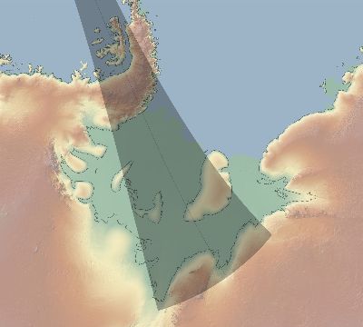 Map of the eclipse path across Antarctica on 09/03/2882