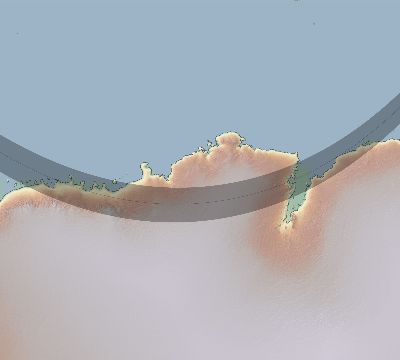 Map of the eclipse path across Antarctica on 01/19/2884