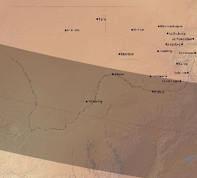 Map of the eclipse path across Botswana on 01/07/2885