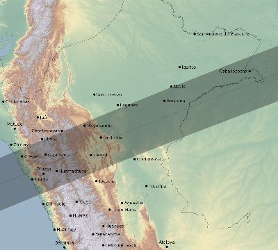 Map of the eclipse path across Peru on 07/03/2885