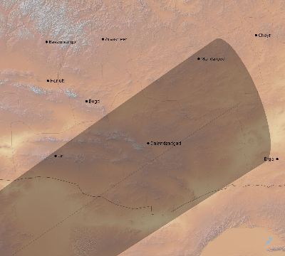 Map of the eclipse path across Mongolia on 12/27/2885