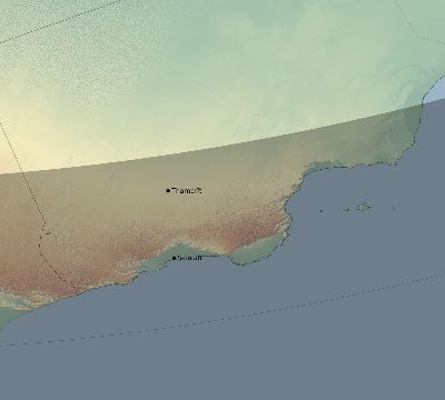 Map of the eclipse path across Oman on 12/27/2885