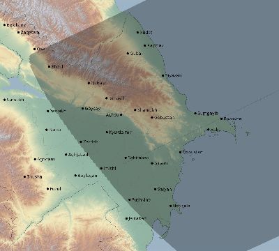 Map of the eclipse path across Azerbaijan on 05/14/2887