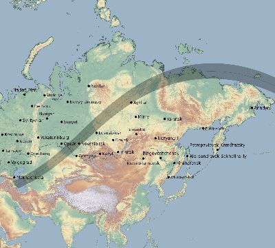 Map of the eclipse path across Russia on 05/14/2887