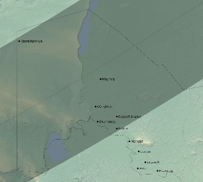 Map of the eclipse path across Uzbekistan on 05/14/2887