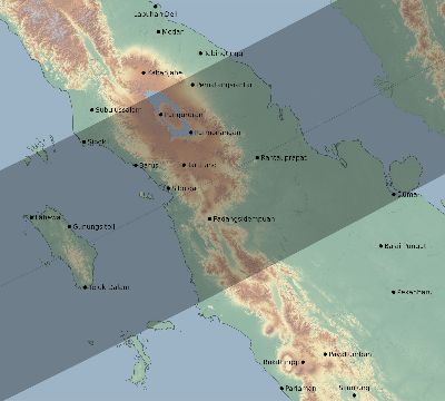 Map of the eclipse path across Indonesia on 05/02/2888