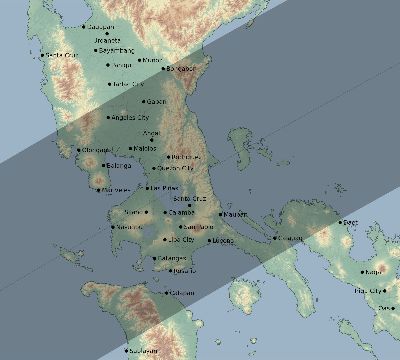 Map of the eclipse path across Philippines on 05/02/2888