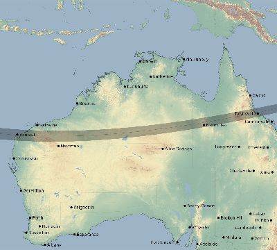 Map of the eclipse path across Australia on 10/26/2888