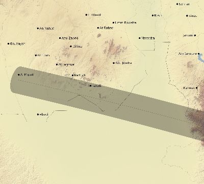 Map of the eclipse path across Sudan on 10/26/2888