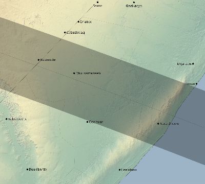 Map of the eclipse path across Somalia on 10/26/2888