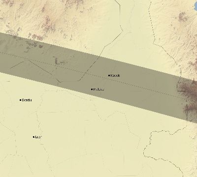Map of the eclipse path across South Sudan on 10/26/2888