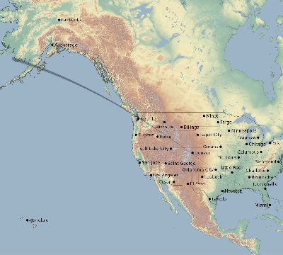 Map of the eclipse path across United States on 10/15/2889