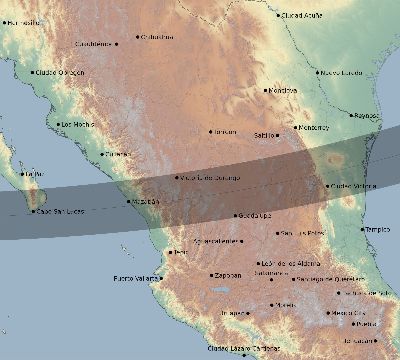 Map of the eclipse path across Mexico on 03/01/2891