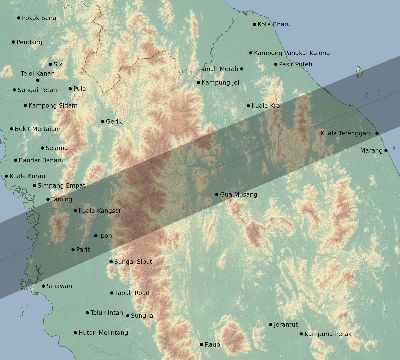 Map of the eclipse path across Malaysia on 02/19/2892