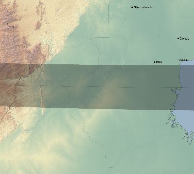 Map of the eclipse path across Mozambique on 02/19/2892