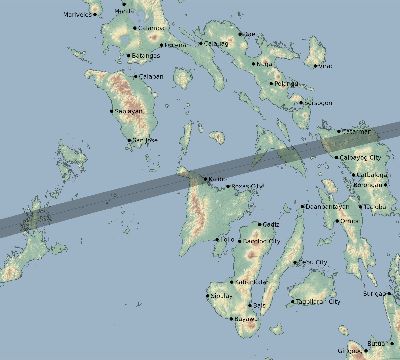 Map of the eclipse path across Philippines on 02/19/2892