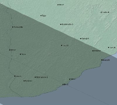 Map of the eclipse path across Côte d'Ivoire (Ivory Coast) on 08/13/2892