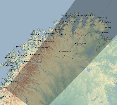 Map of the eclipse path across Norway on 08/03/2893