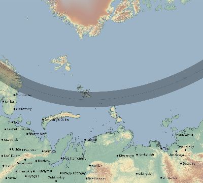 Map of the eclipse path across Russia on 08/03/2893