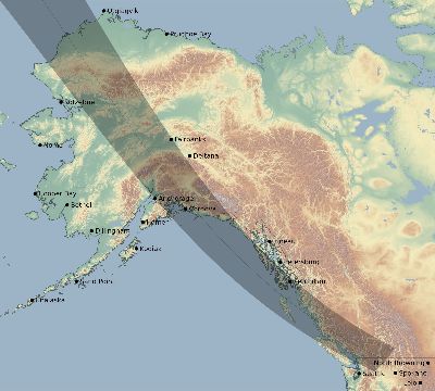 Map of the eclipse path across United States on 08/03/2893