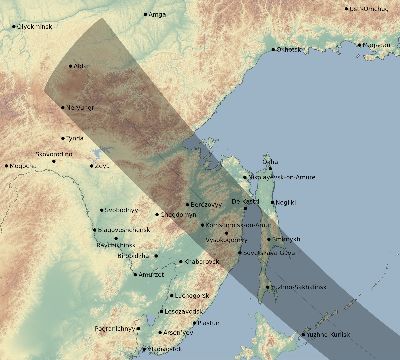 Map of the eclipse path across Russia on 12/18/2894
