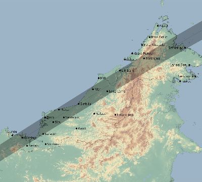 Map of the eclipse path across Malaysia on 06/14/2895