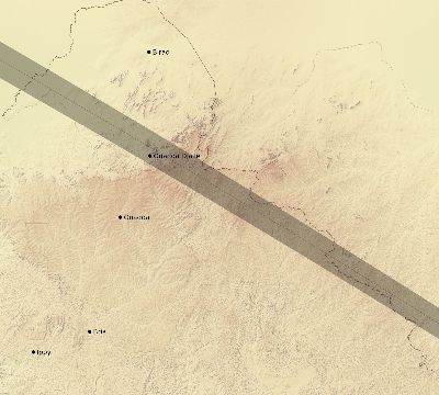 Map of the eclipse path across Central African Republic on 12/07/2895