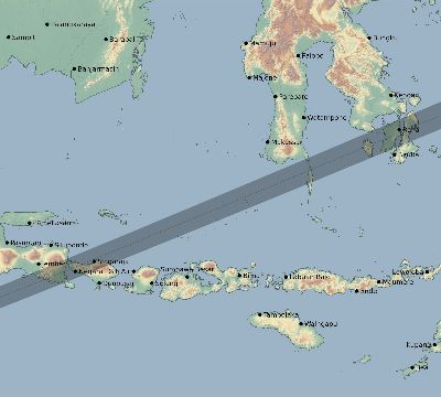 Map of the eclipse path across Indonesia on 12/07/2895