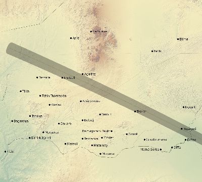 Map of the eclipse path across Niger on 12/07/2895