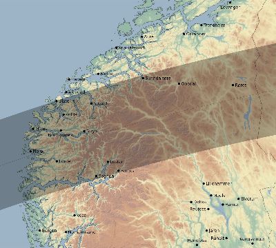Map of the eclipse path across Norway on 06/02/2896