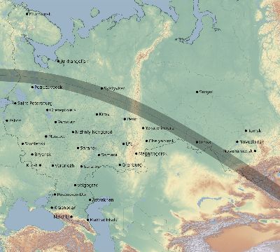 Map of the eclipse path across Russia on 06/02/2896