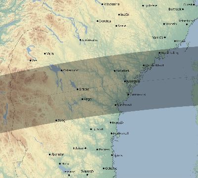 Map of the eclipse path across Sweden on 06/02/2896